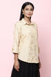 Beige Straight Art Silk Shirt Printed Kurti image number 4