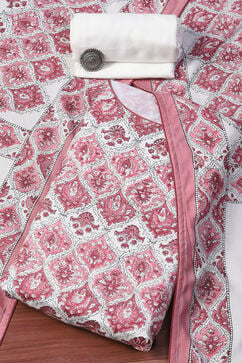 White Pink Muslin Unstitched Suit set image number 0