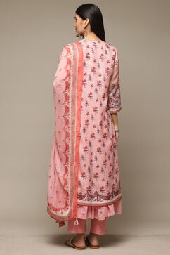 Dry Rose Cotton Blend Layered Kurta Pants Suit Set image number 5