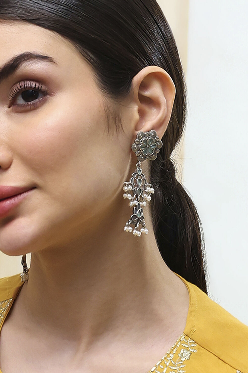 Mint Green Brass Drop & Danglers image number 1