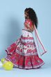 White Cotton Printed Regular Lehenga Set image number 3