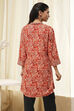 Rust Printed Straight Short Kurta image number 3