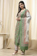 Royal Blue Cotton Screen Print Unstitched Suit Set image number 4