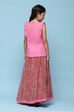 Pink Cotton Straight Printed Kurta Skirt Suit Set image number 4