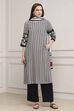 Black Modal Printed Straight Suit Set image number 6