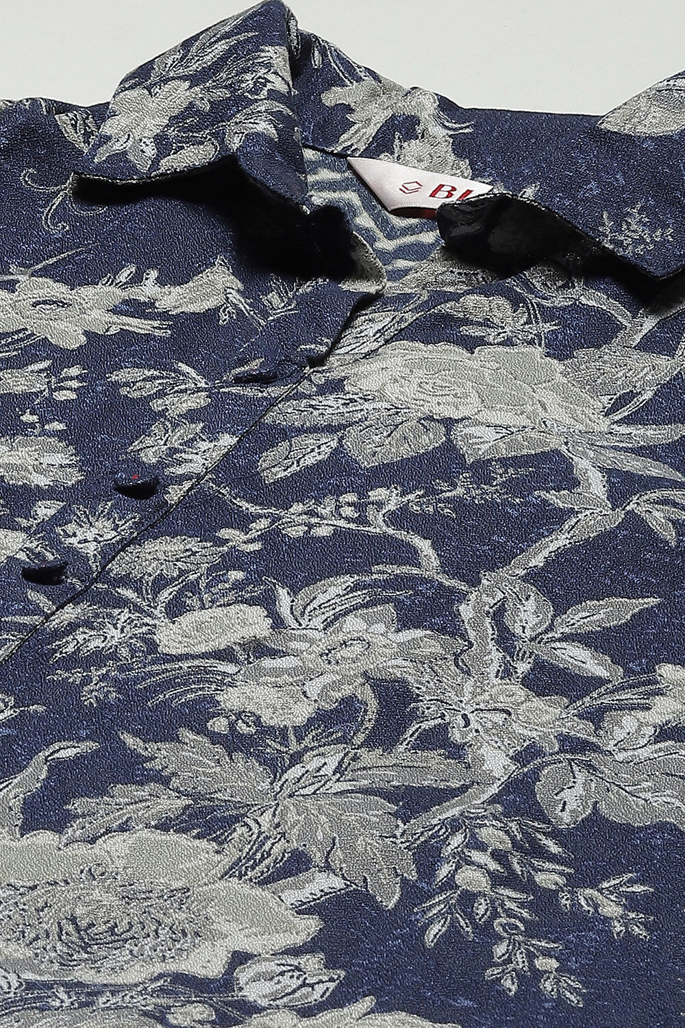 Indigo LIVA Straight Printed Shirt image number 1