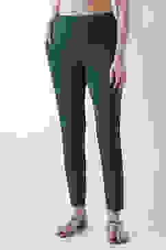 Bottle Green Solid Cotton Lycra Straight Pants image number 4