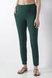 Blue Cotton Lycra Straight Pants image number 4