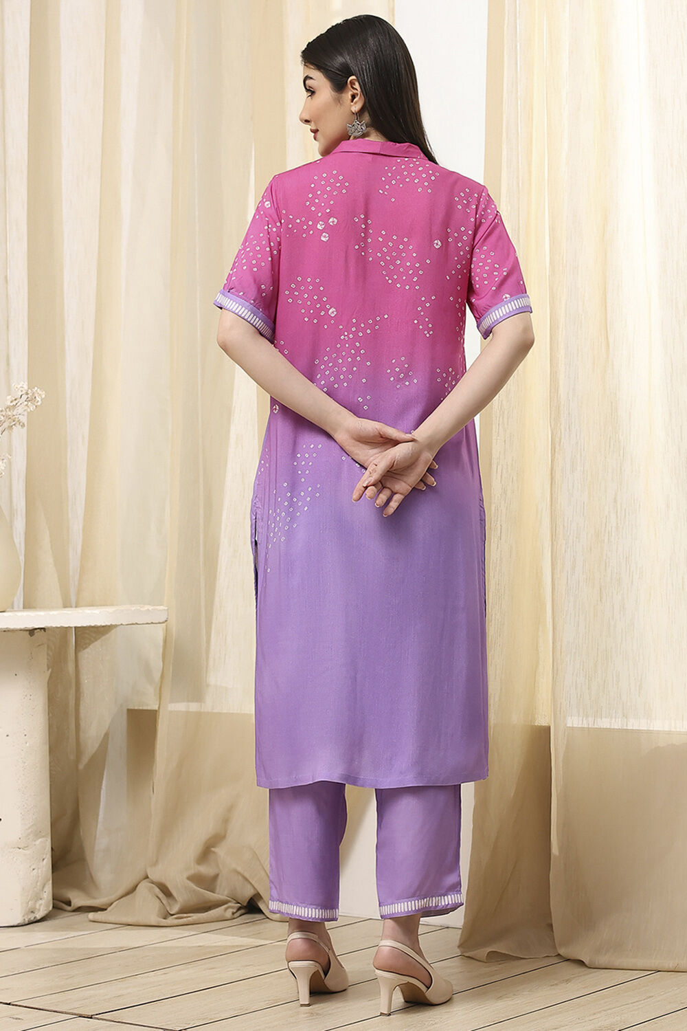 Grey and Beige Printed Straight Co-ord Set image number 5