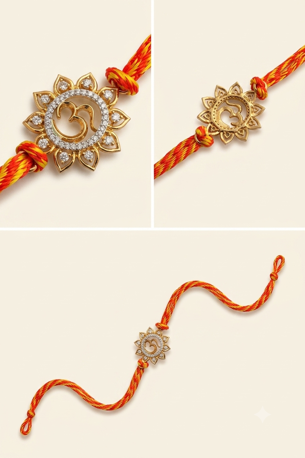Yellow Om Prabha Studded Rakhi