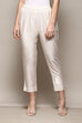 Cream Poly Viscose Slim Yarndyed Pants image number 5