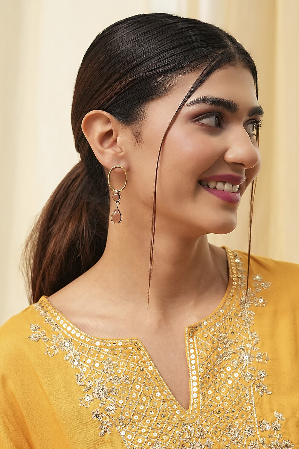 Light Pink Brass Danglers image number 3