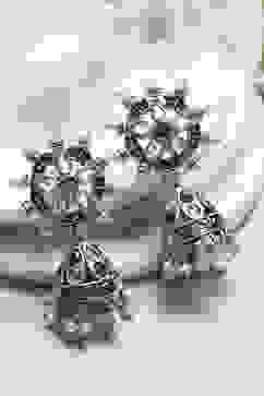 Blue White Brass Jhumka image number 0