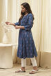 Navy Ikat Yarndyed Kurta image number 2
