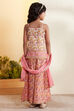 Off-White Cotton Floral Printed Sharara Kurta Set image number 5