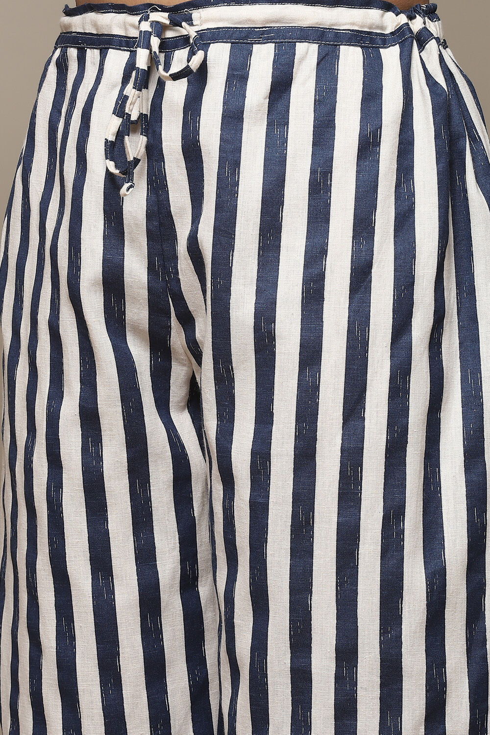 Natural & Blue Cotton Blend Straight Kurta Palazzo Suit Set image number 2