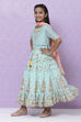 Turquoise Poly Cotton Girls Lehenga Set image number 5