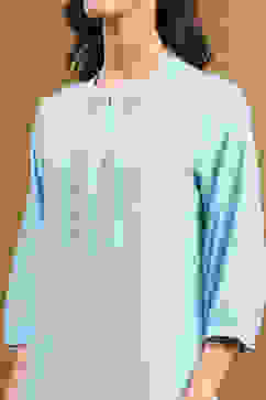 Ice Blue Cotton Solid Regular Fit Straight Kurta image number 1