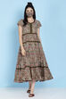 Sage Green Cotton Fusion Wear Dress image number 4