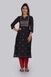 Off White Viscose Hand Block Print Unstitched Suit Set image number 2