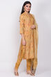 Yellow Cotton A-Line Kurta Churidar Suit Set image number 3