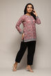 Rose Pink Polyester Straight Printed Kurti