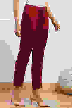 Maroon Viscose Slim Solid Pants image number 3