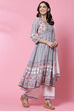 White Cotton Flared Kurta Palazzo Suit Set image number 6