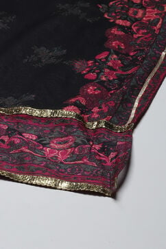 Black Cotton Silk Anarkali Kurta Palazzo Suit Set image number 3