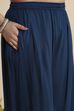 Blue Viscose Blend Straight Suit Set image number 2