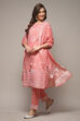 Light Coral Cotton Straight Kurta Pants Suit Set