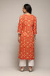 Orange LIVA Straight Printed Kurta image number 4