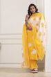 Yellow Floral Printed Straight Suit Set