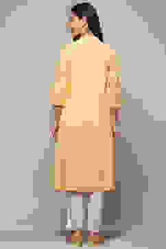 Yellow Cotton Straight Kurta image number 3