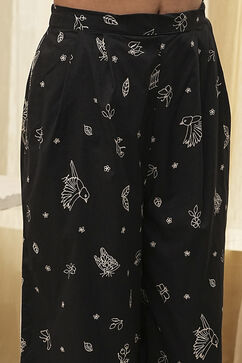 Black Printed Asymmetric Kurta Set image number 2