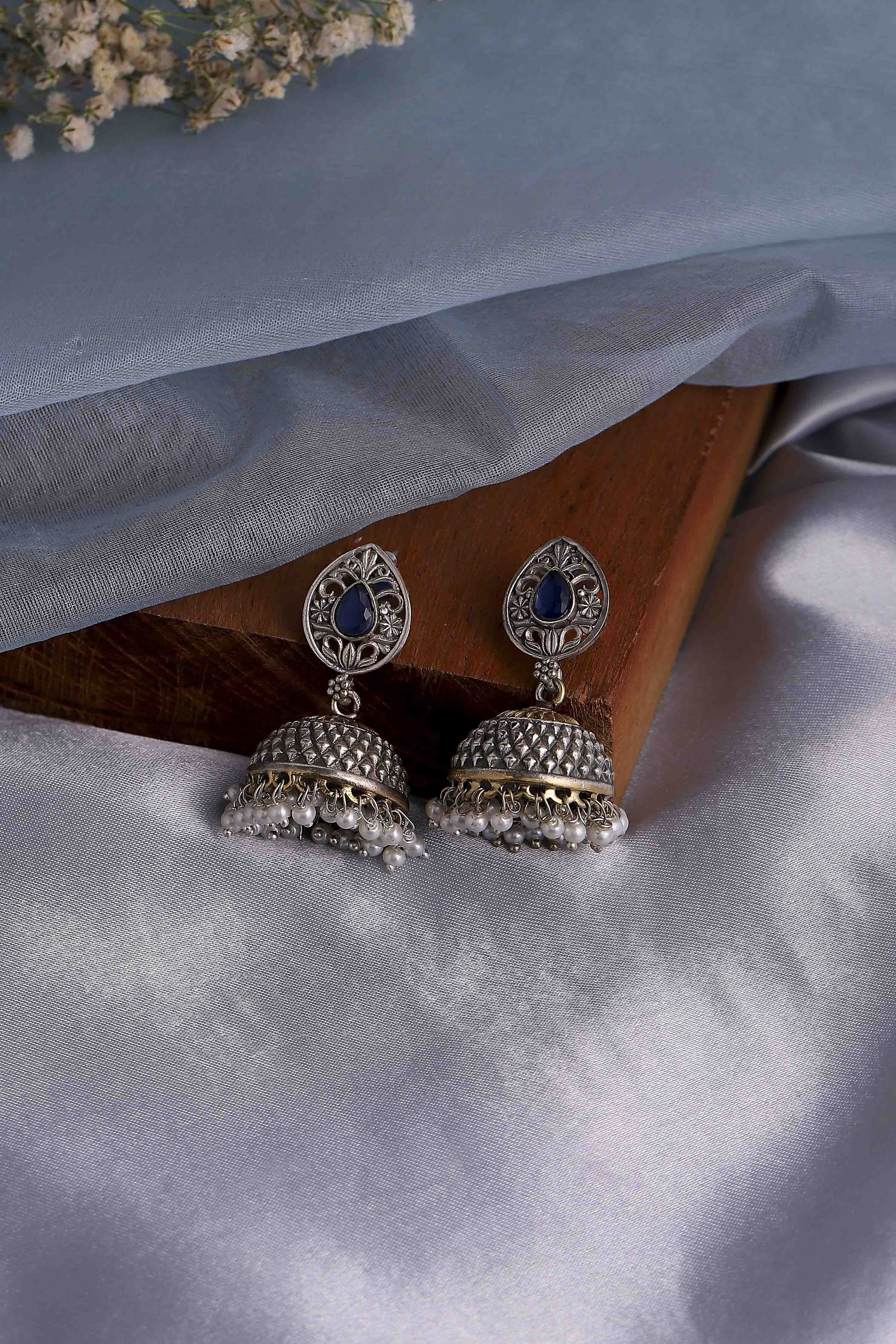 Navy Brass Jhumkas image number 0