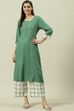 Sap Green Solid Rayon Straight Kurta Palazzo Suit Set image number 0