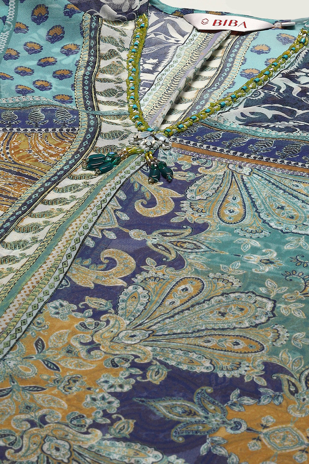 Yellow Printed Asymmetric Kurta & Palazzo Suit Set image number 1