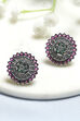 Pink and Green Oxidised Stone-Studded Studs image number 0