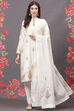 Rohit Bal Off White Cotton Silk Straight Yarndyed Suit Set