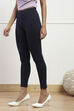 Black Cotton Blend Solid Leggings image number 2