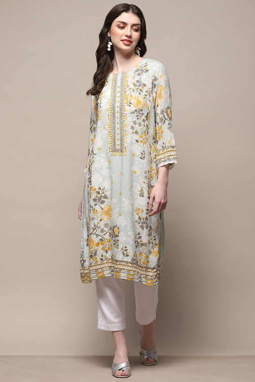 Ice Blue Rayon Straight Kurta image number 0