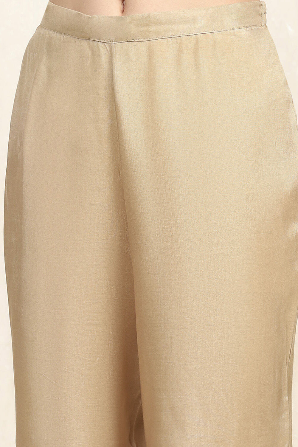 Beige Chanderi Hand Embroidered Unstitched Suit Set image number 3