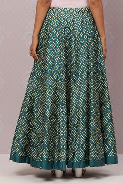 Teal Flared Cotton Skirts image number 5