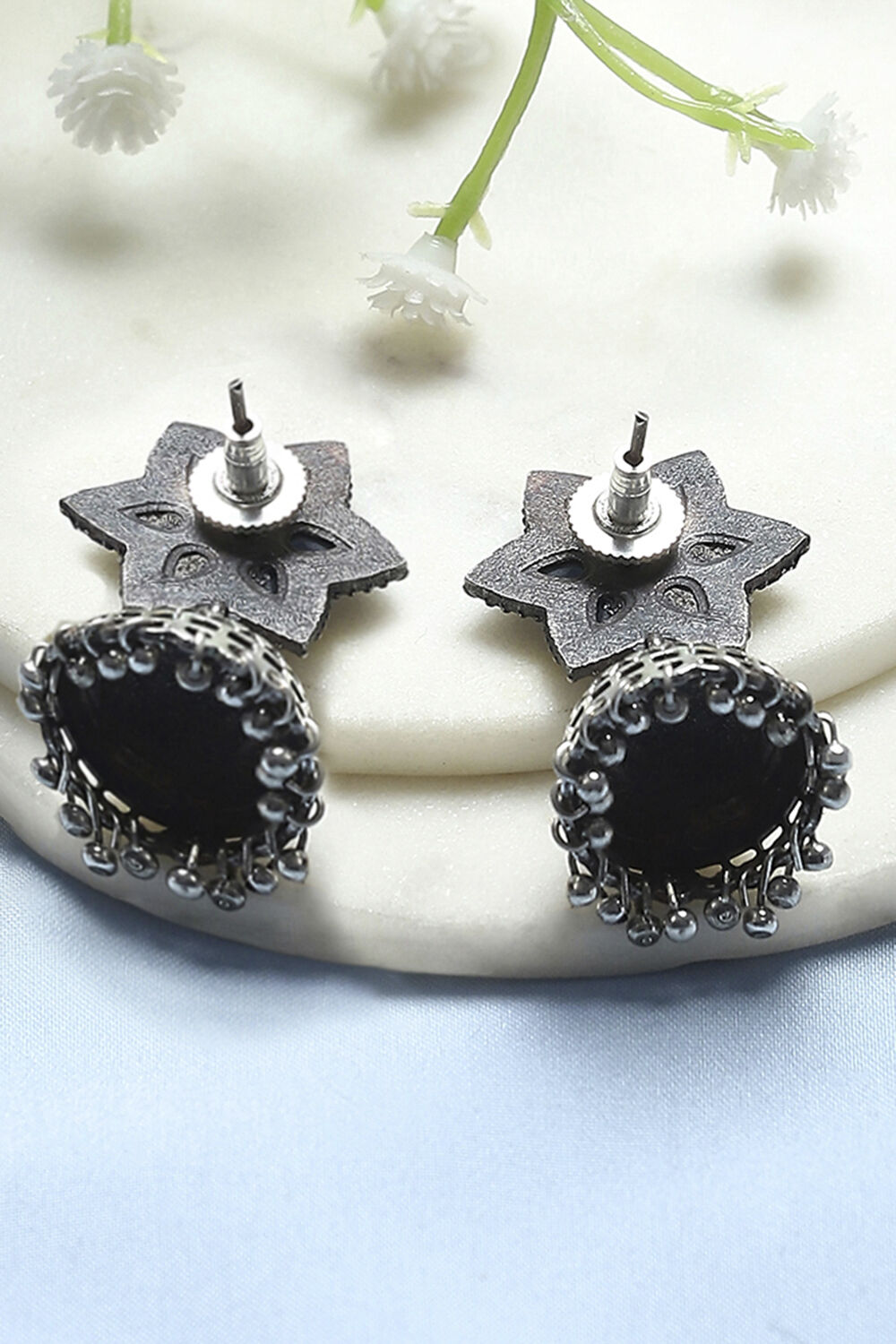 Navy Brass Jhumka image number 2