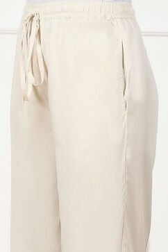 Cream Rayon Regular Solid Palazzo image number 1