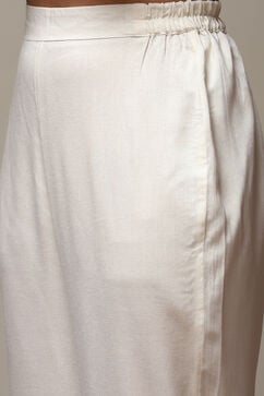 Ivory Cotton Blend Layered Kurta Suit Set image number 2