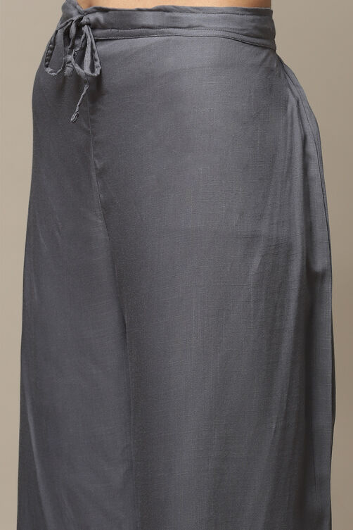 Grey Rayon A-Line Kurta Palazzo Suit Set image number 3