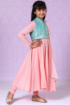 Pink Cotton Anarkali Suit image number 3