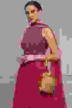 Fuchsia Polyester Printed Lehenga Set image number 7